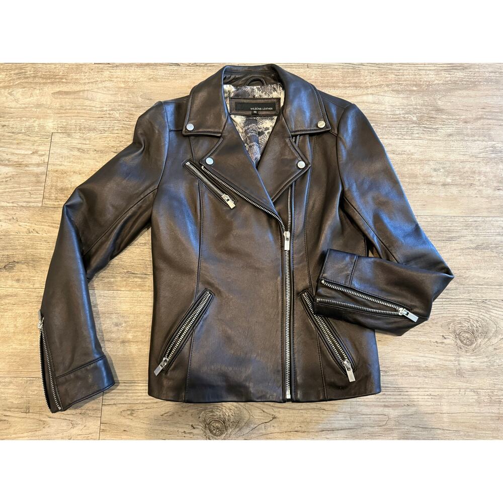 Wilson’s Leather Black Moto Jacket – Size XS – Excellent Condition